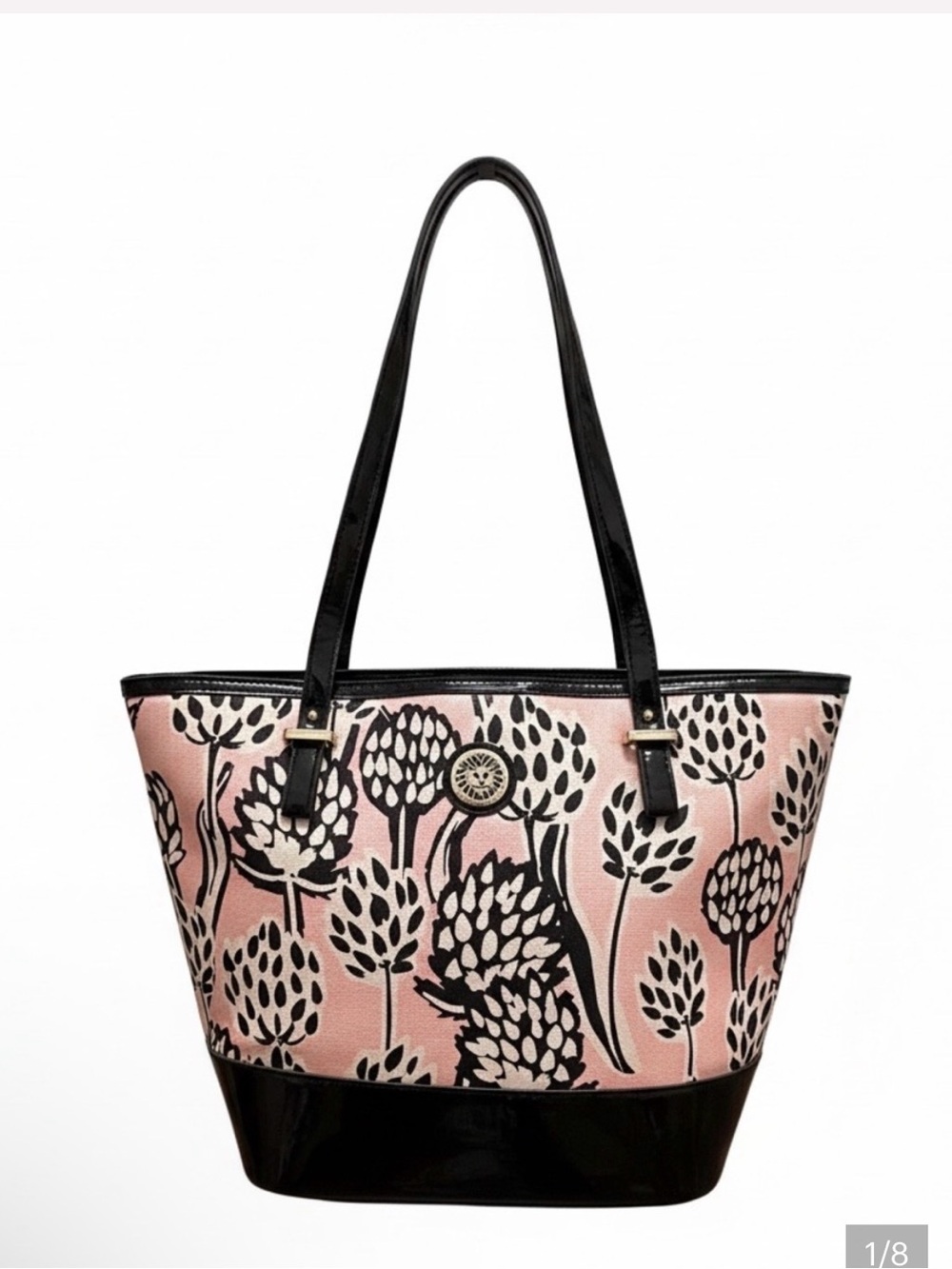 Anne Klein Pink and Black Floral Tote